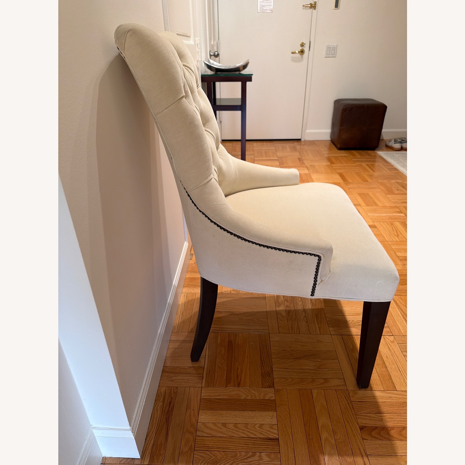 Restoration Hardware White Fabric Dining Chairs - image-3