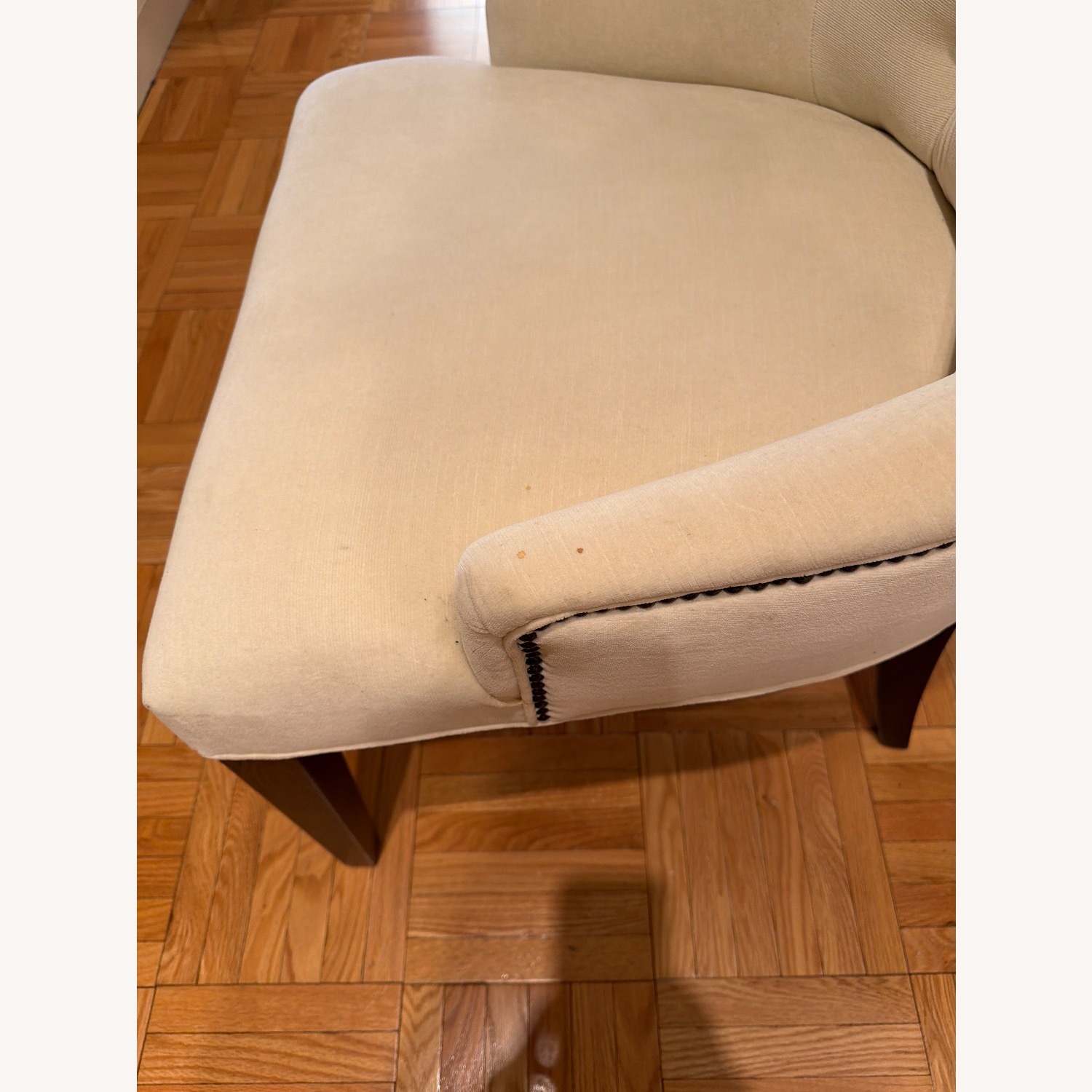 Restoration Hardware White Fabric Dining Chairs - image-4