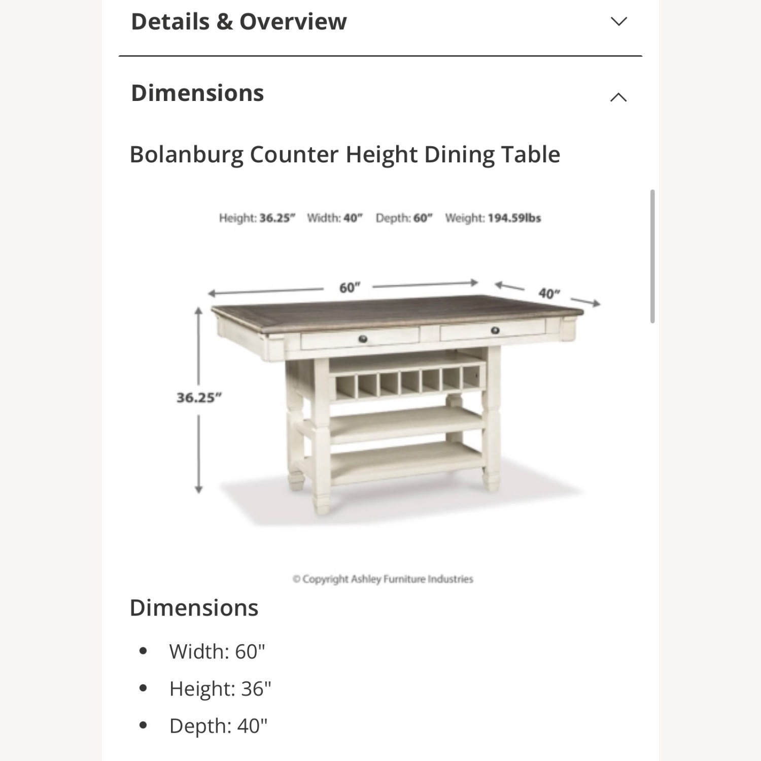 Ashley Bolanburg Counter Height Dining Set - image-1