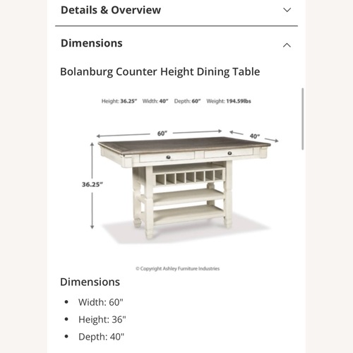 Used Ashley Bolanburg Counter Height Dining Set for sale on AptDeco