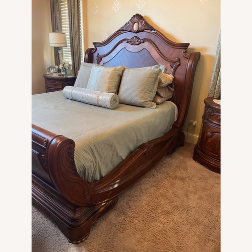 Used Michael Amini Furniture Designs Wood King Bed for sale on AptDeco