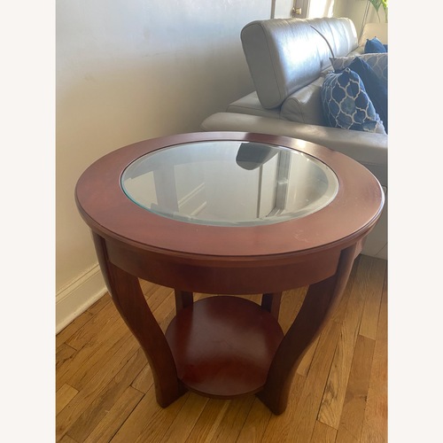 Used American Furniture Classic Wood -Glass Side Tables for sale on AptDeco