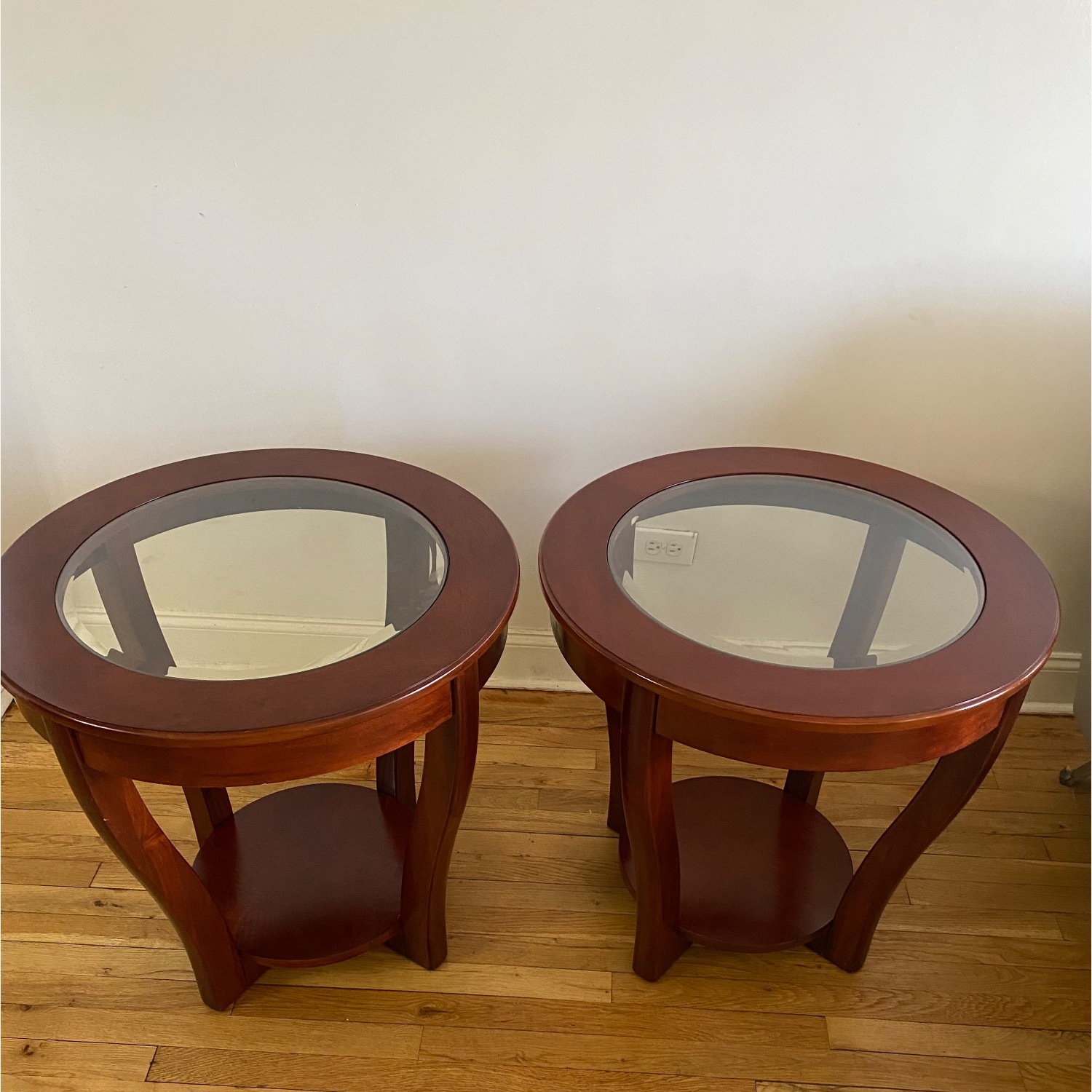 American Furniture Classic Wood -Glass Side Tables - image-3