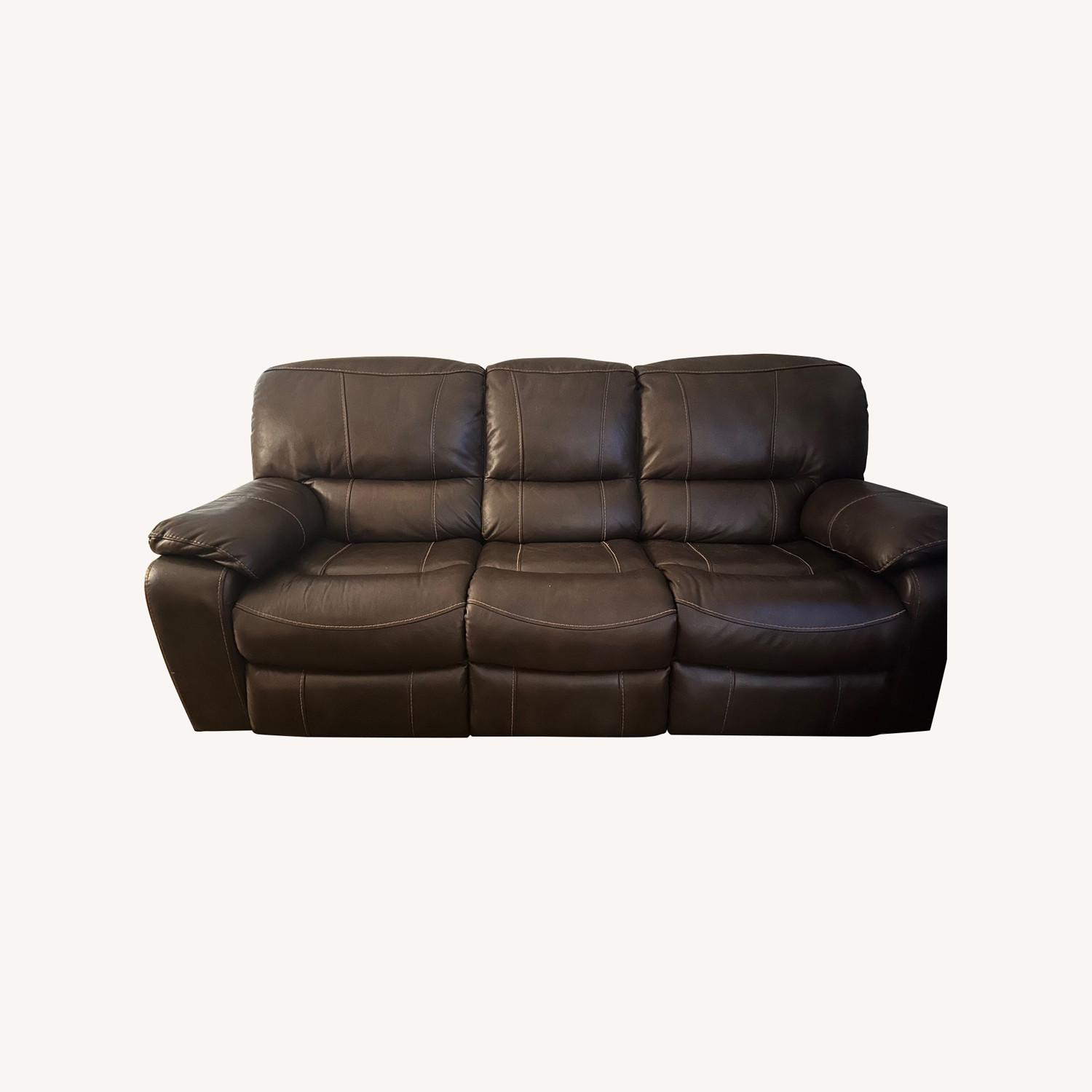 Rooms To Go  Dark Brown Leather 3+ Seater Sofa - image-0