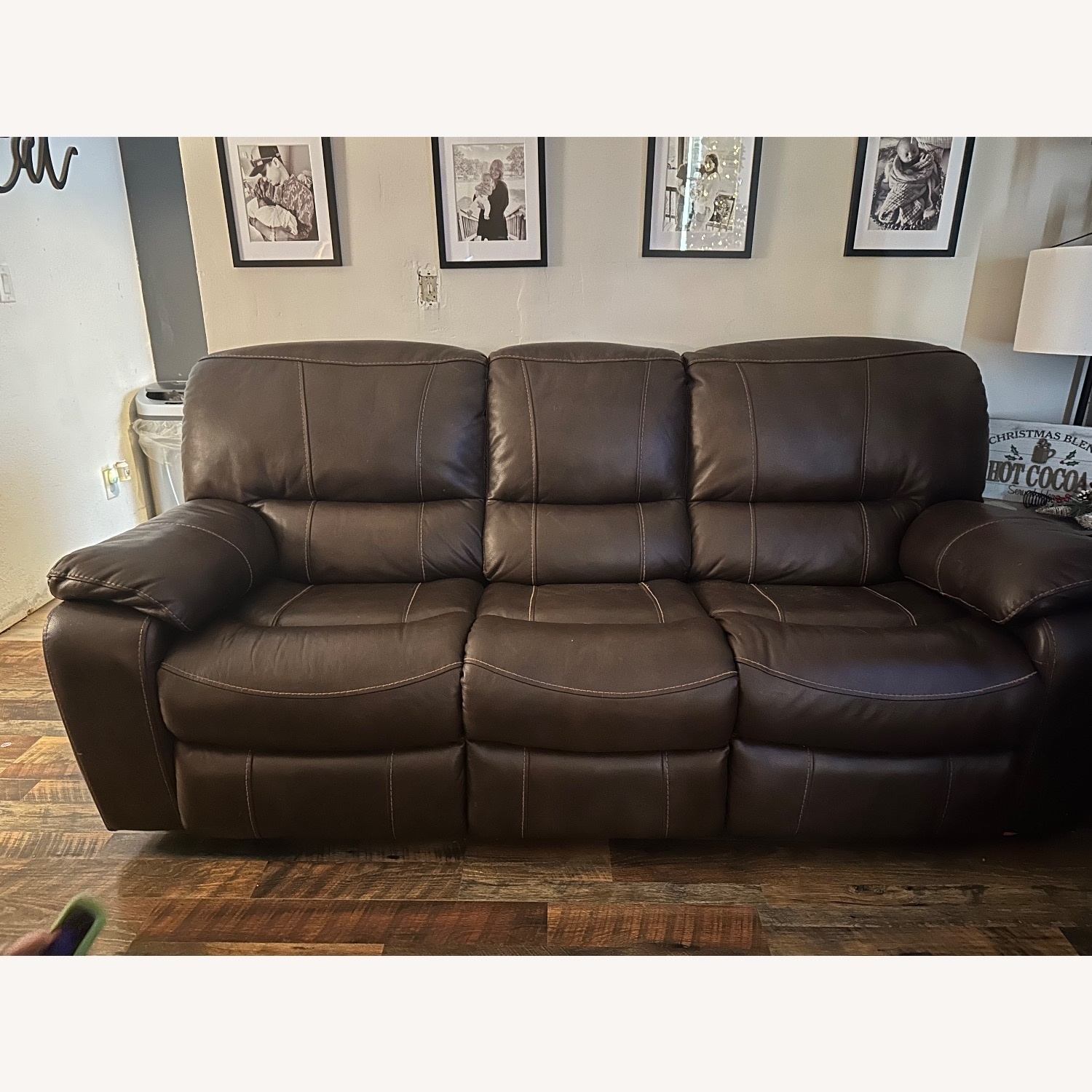 Rooms To Go  Dark Brown Leather 3+ Seater Sofa - image-3