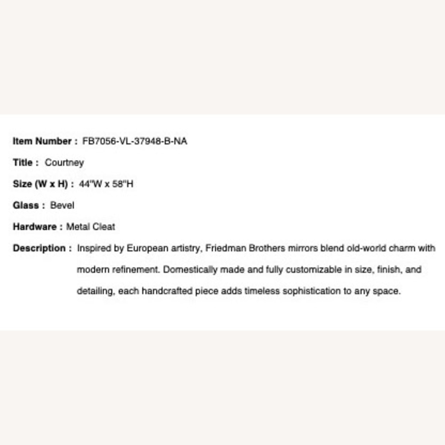 Friedman Brothers Classic Gold Bevel Mirror - image-1