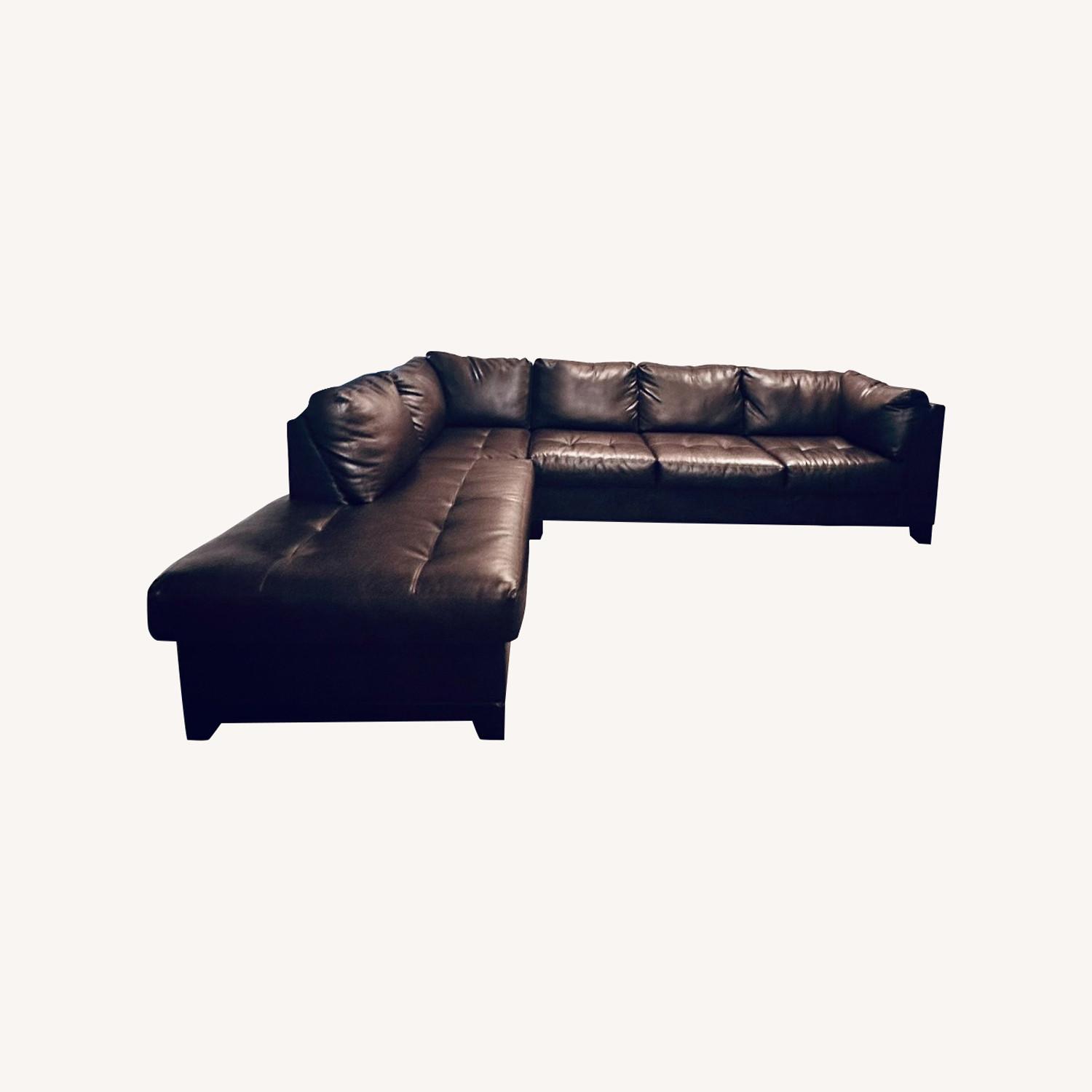 Albany Industries Dark Brown Faux Leather 2 Piece Sectional - image-0