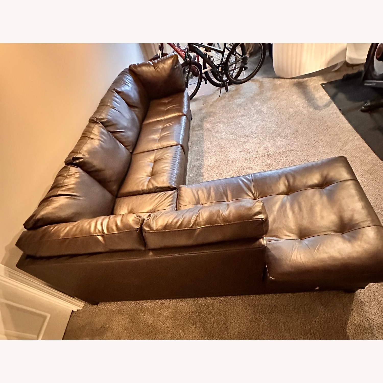 Albany Industries Dark Brown Faux Leather 2 Piece Sectional - image-3