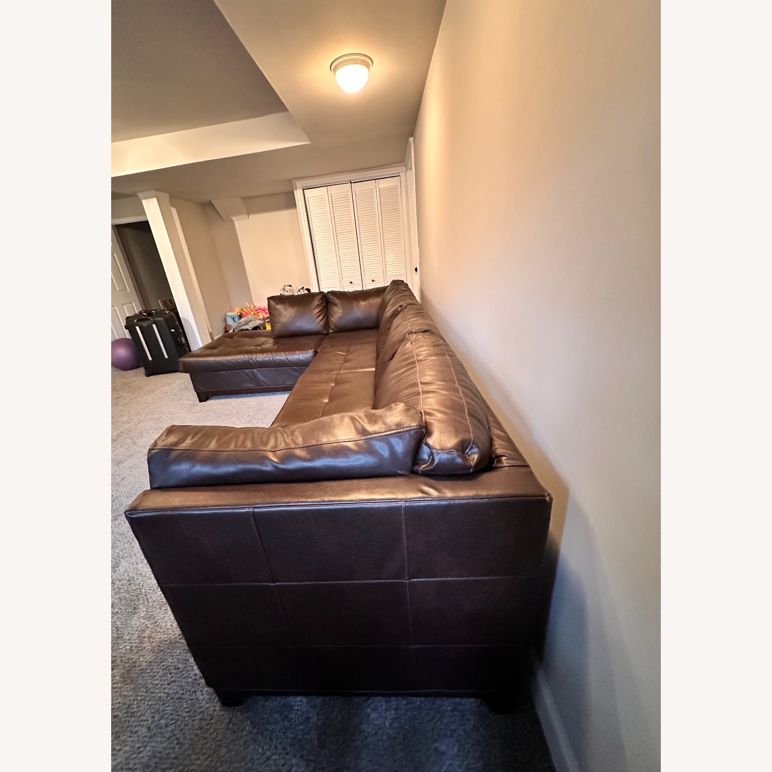 Albany Industries Dark Brown Faux Leather 2 Piece Sectional - image-4