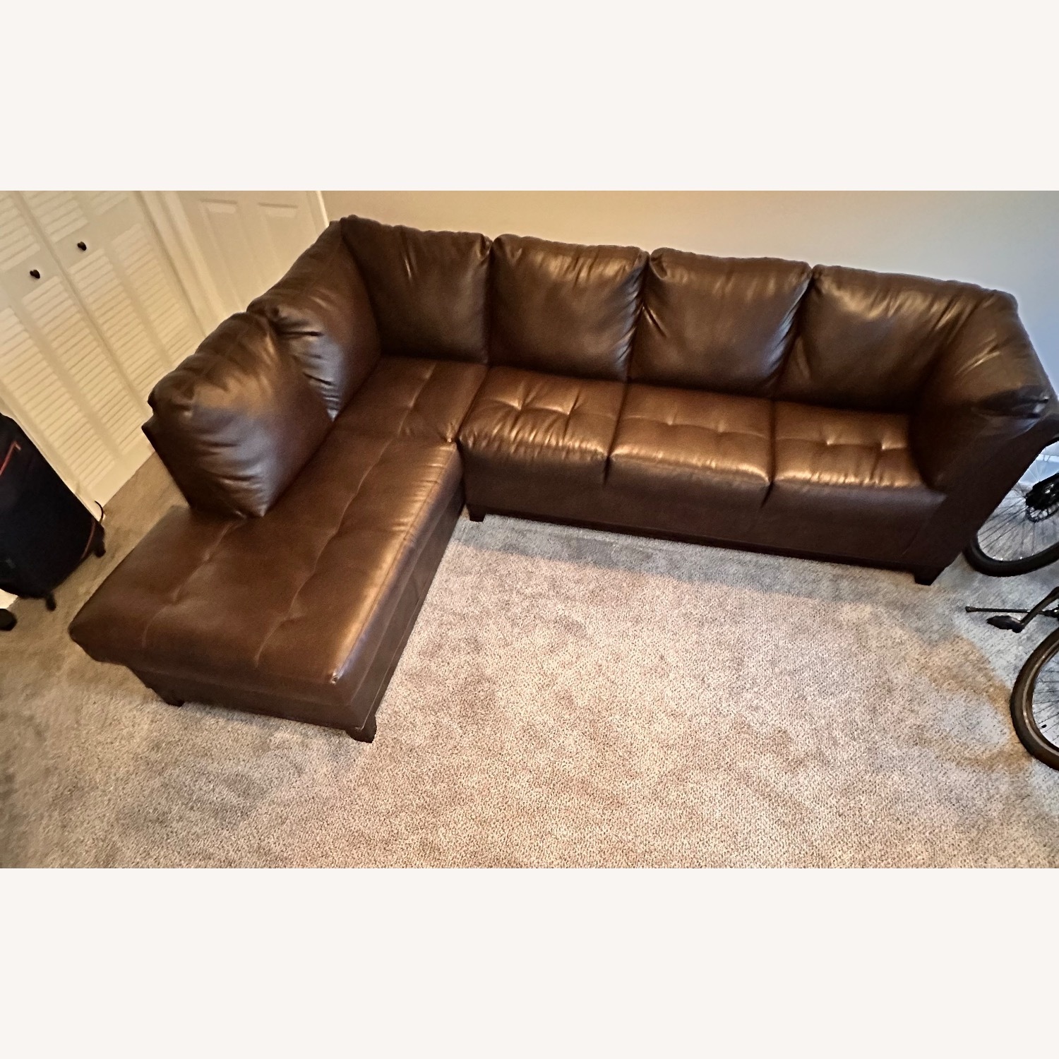 Albany Industries Dark Brown Faux Leather 2 Piece Sectional - image-2