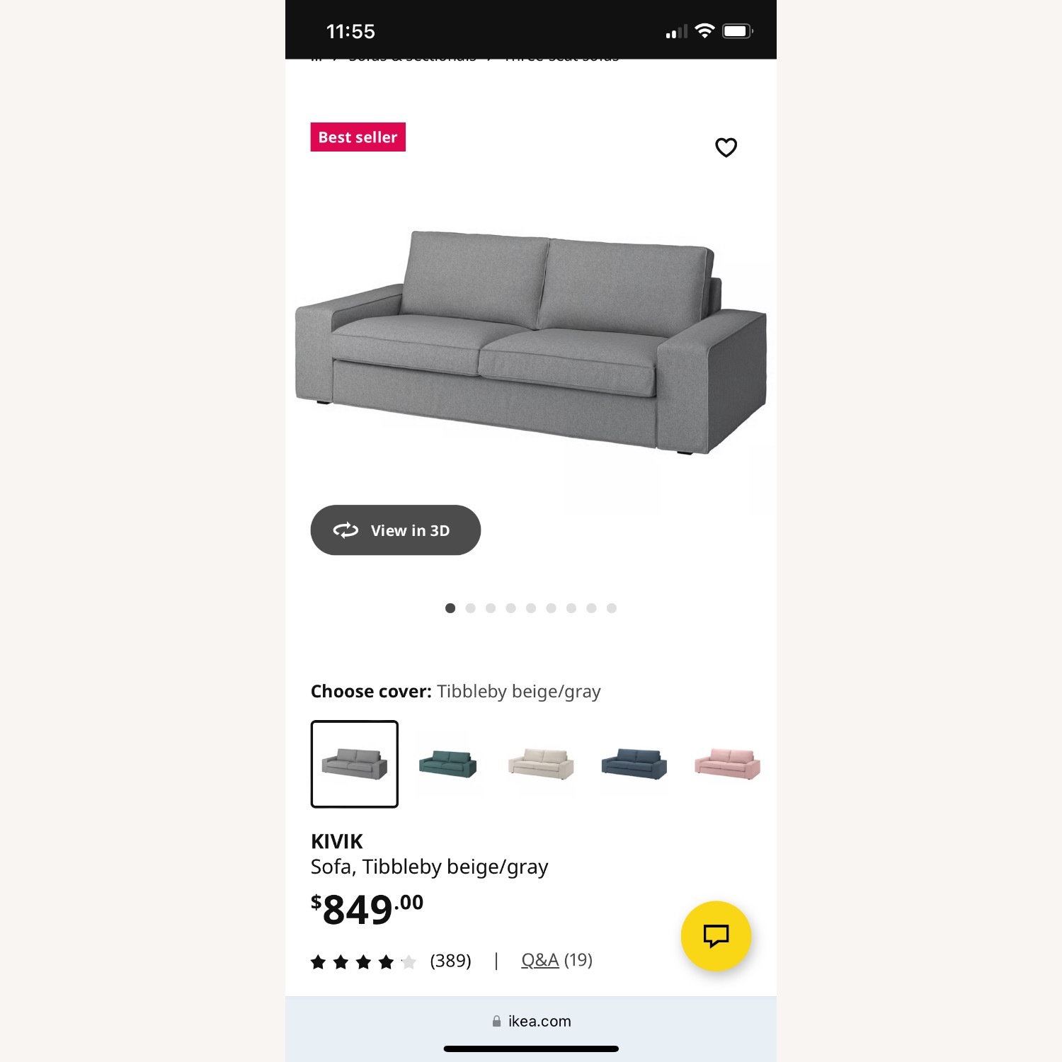 IKEA Kivik Green Fabric 3+ Seater Sofa - image-7