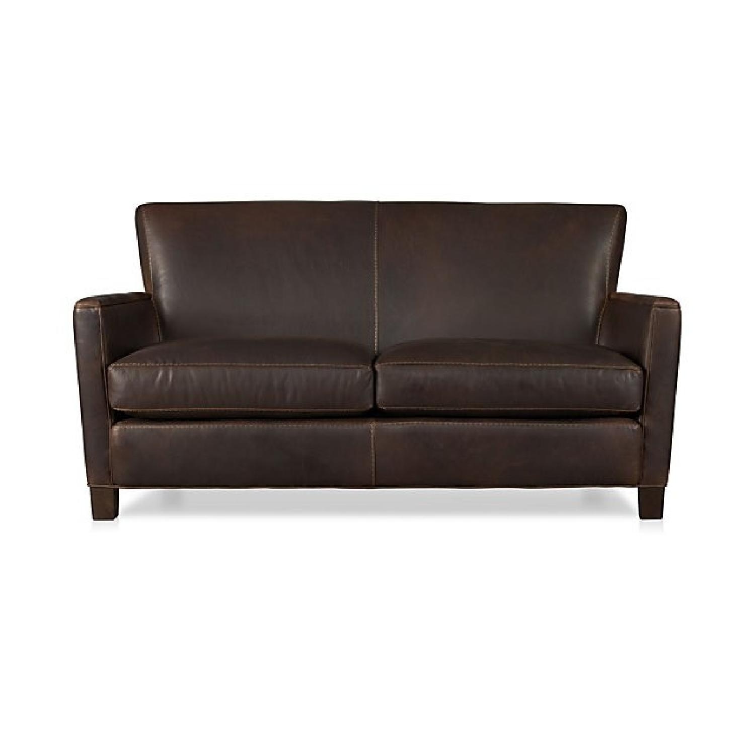 Crate & Barrel Briarwood Brown Leather Sofa - image-5