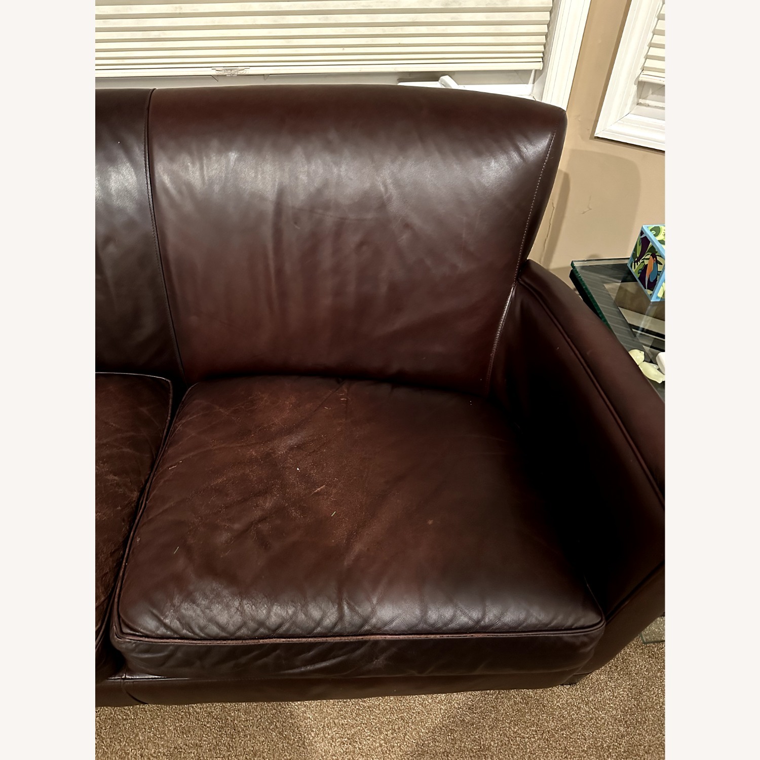 Crate & Barrel Briarwood Brown Leather Sofa - image-4