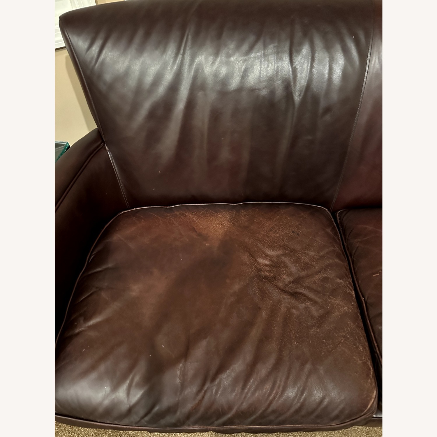 Crate & Barrel Briarwood Brown Leather Sofa - image-3