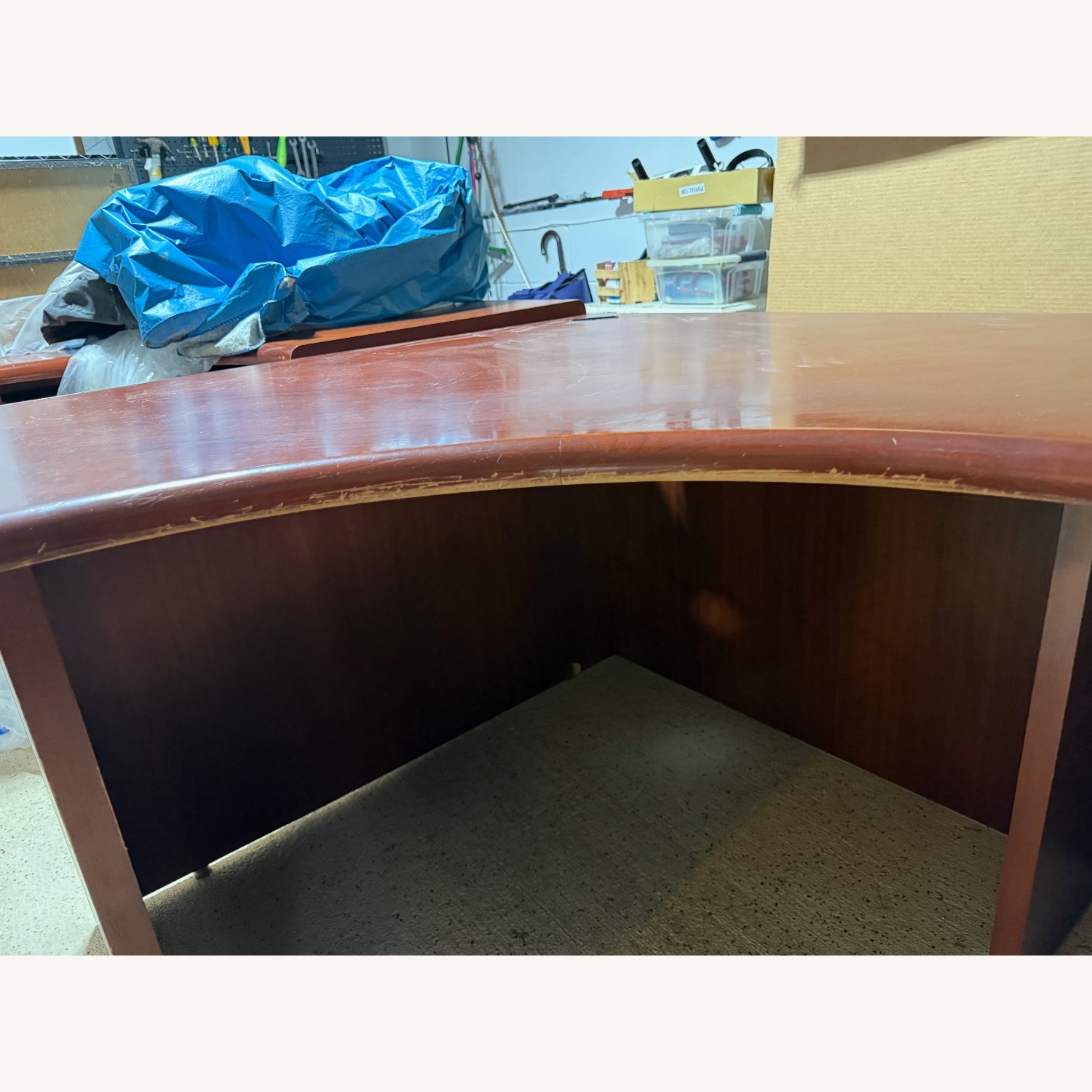 Cherry Wood Desk Bow Front 2 Piece Set  - image-4