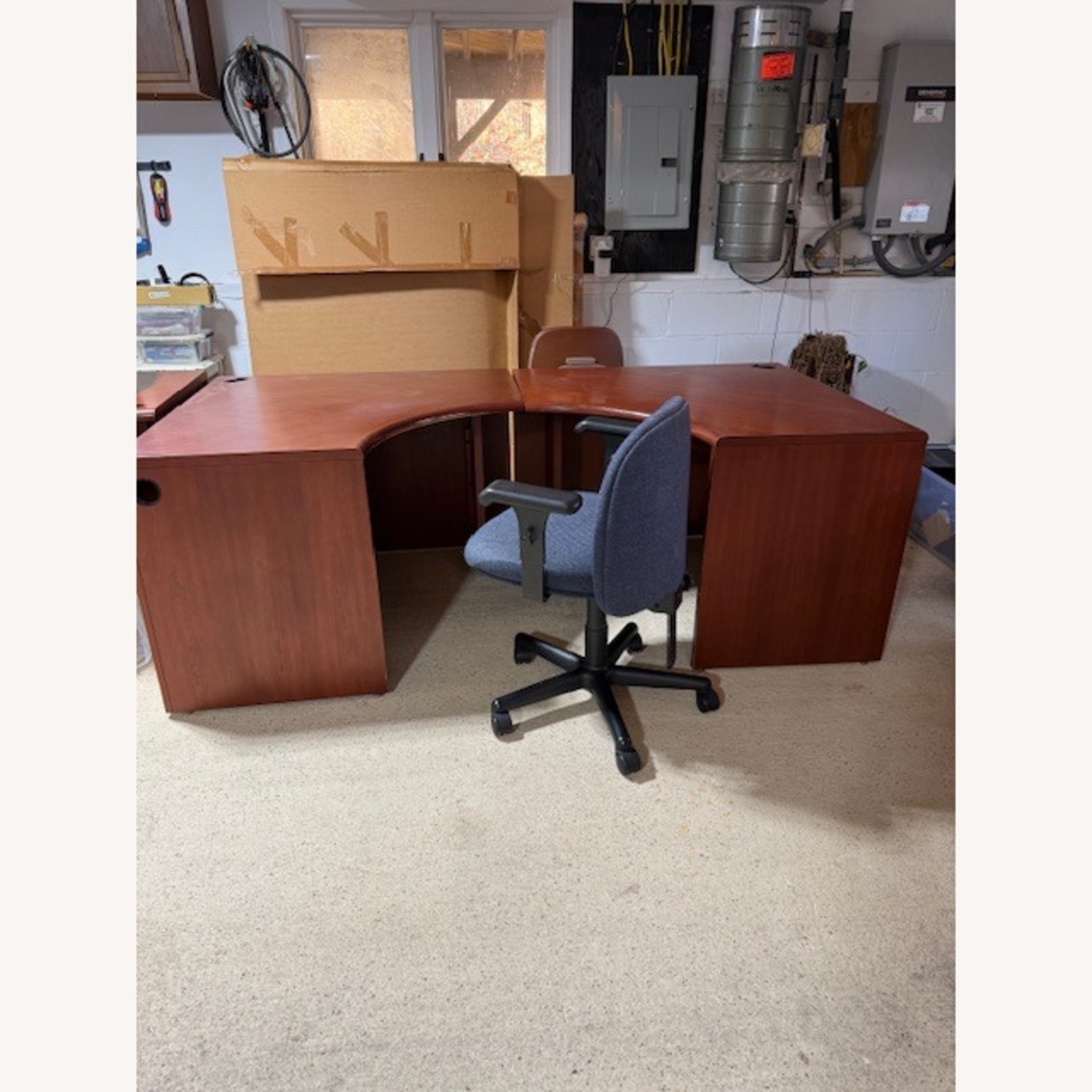 Cherry Wood Desk Bow Front 2 Piece Set  - image-1