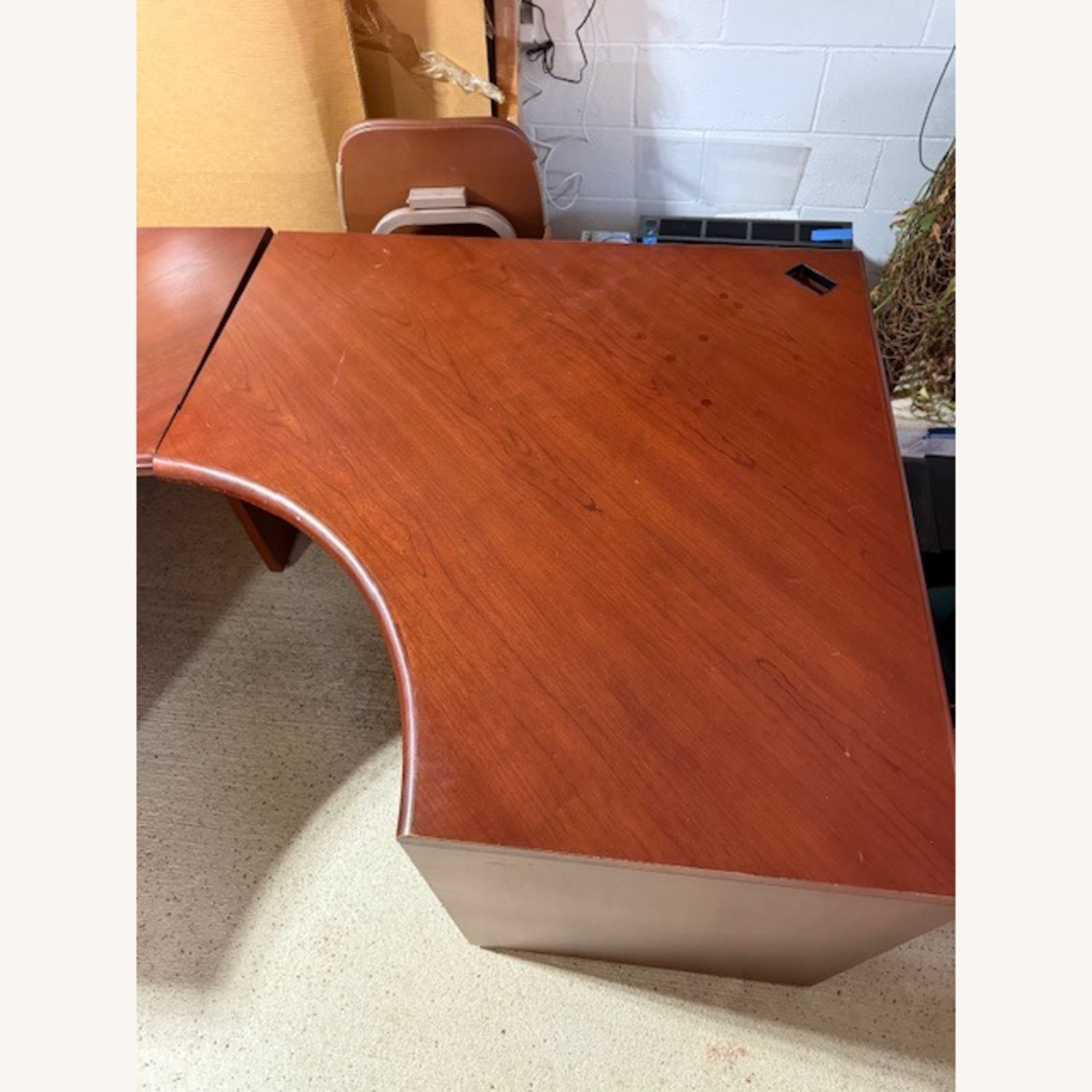 Cherry Wood Desk Bow Front 2 Piece Set  - image-2