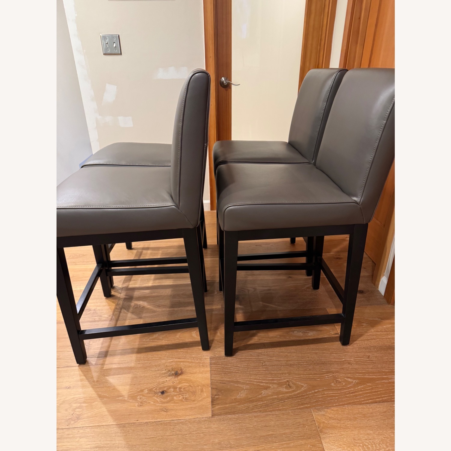 Macy's Dark Gray Leather Dining Chairs - image-1