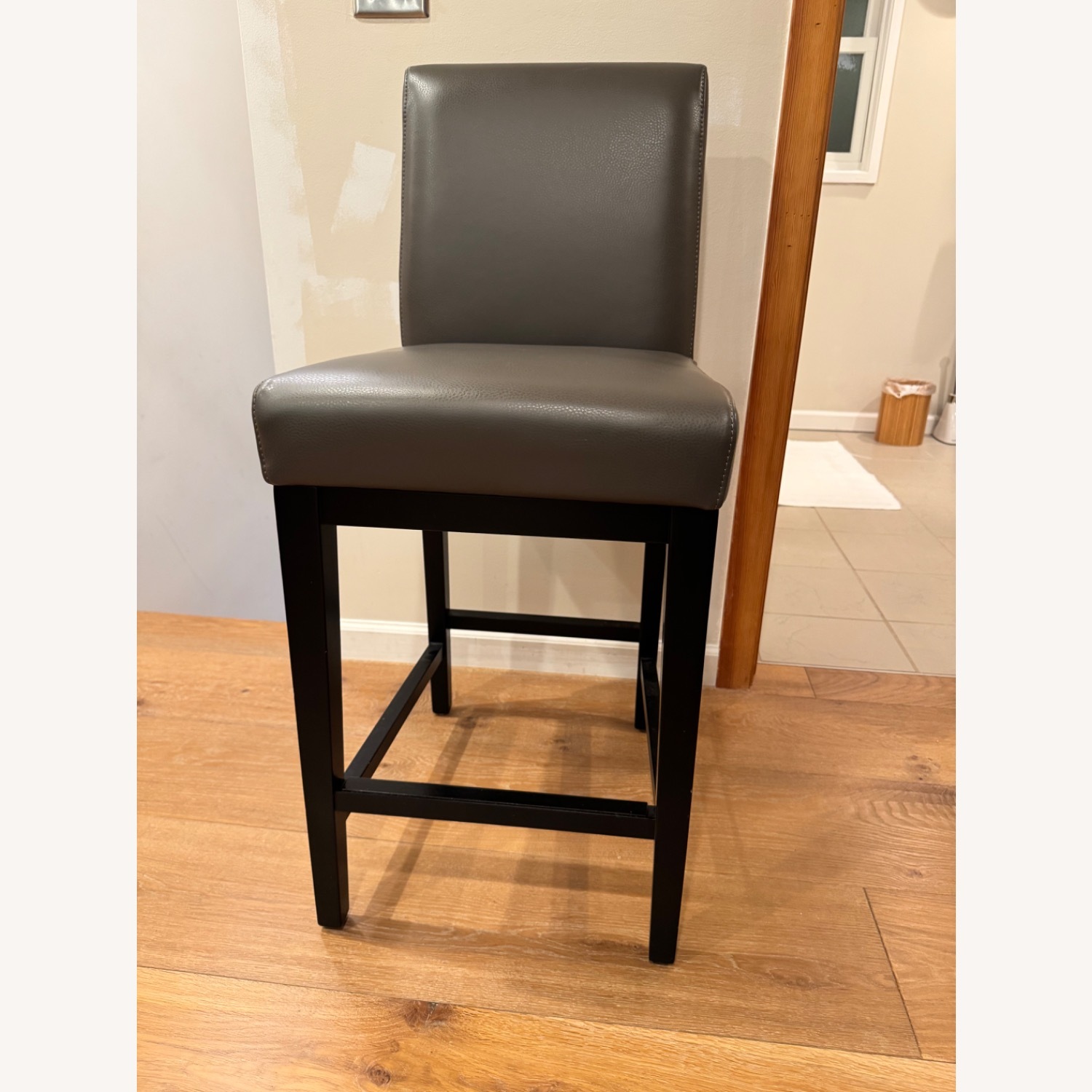 Macy's Dark Gray Leather Dining Chairs - image-3