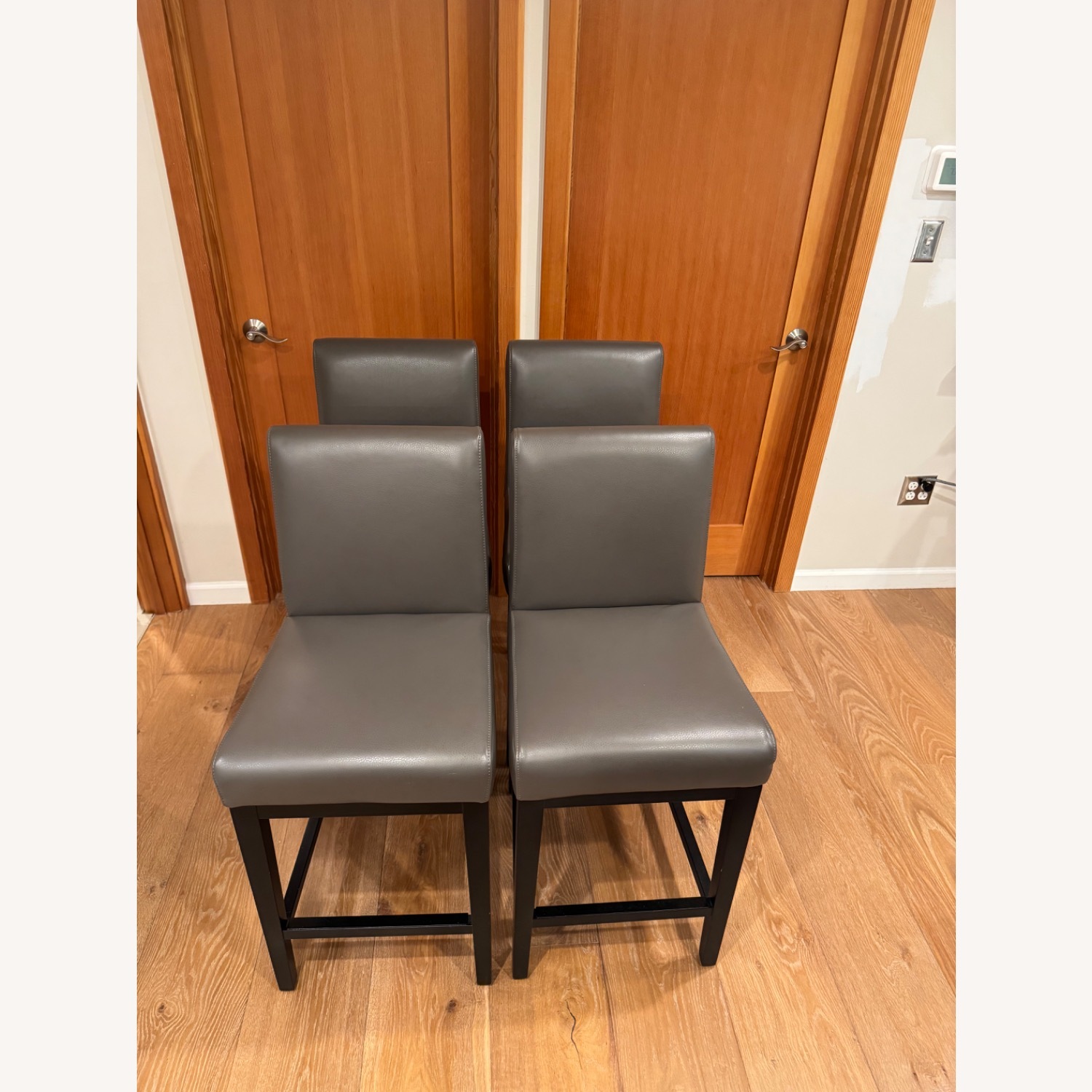 Macy's Dark Gray Leather Dining Chairs - image-2