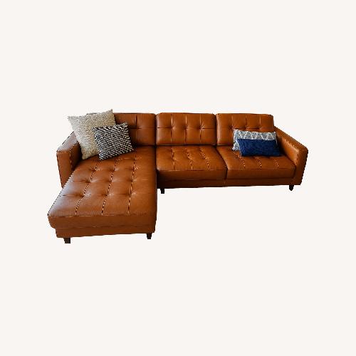 Used Light Brown Leather 2 Piece Sectional for sale on AptDeco