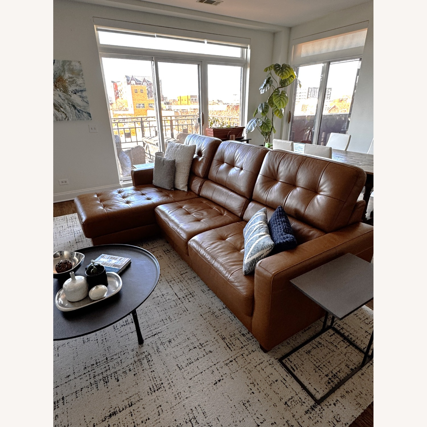 Light Brown Leather 2 Piece Sectional - image-4