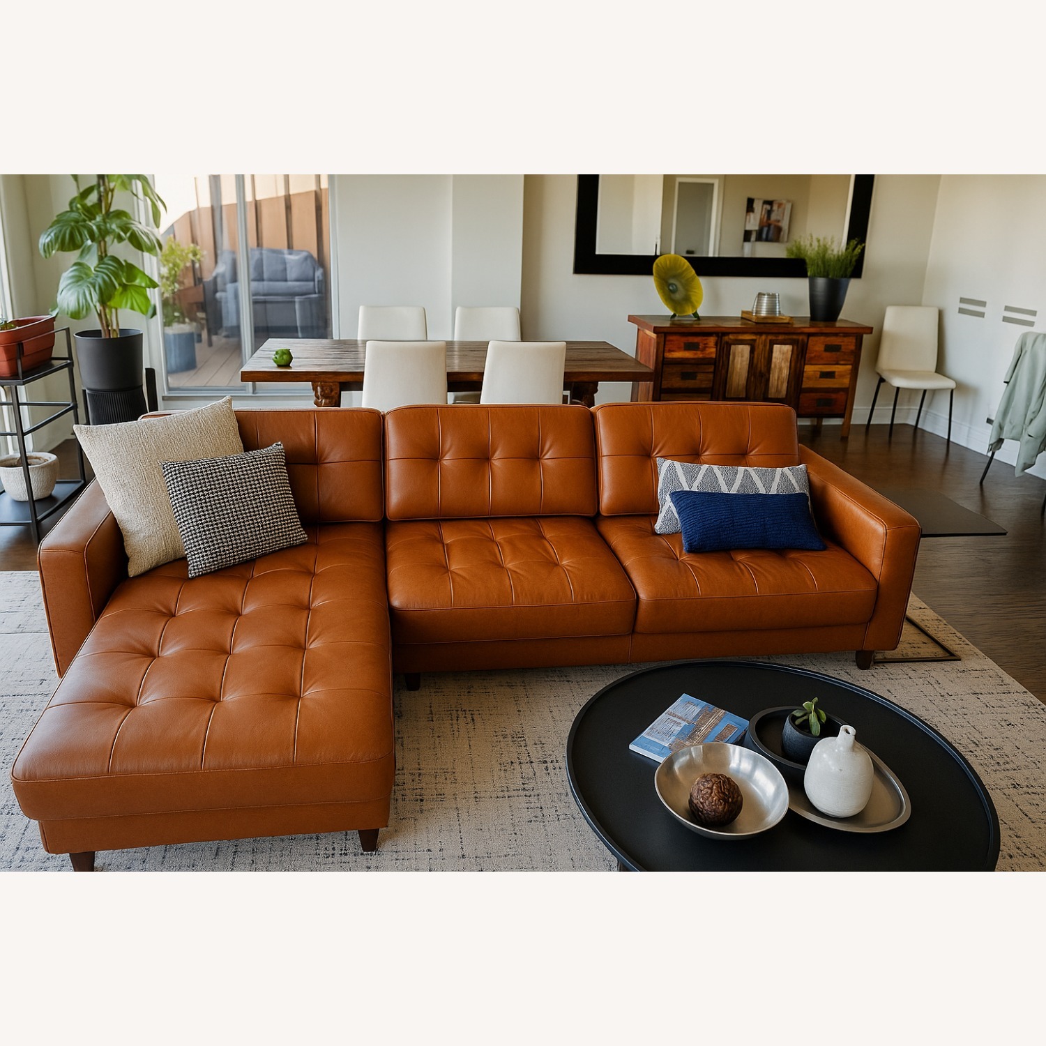 Light Brown Leather 2 Piece Sectional - image-1