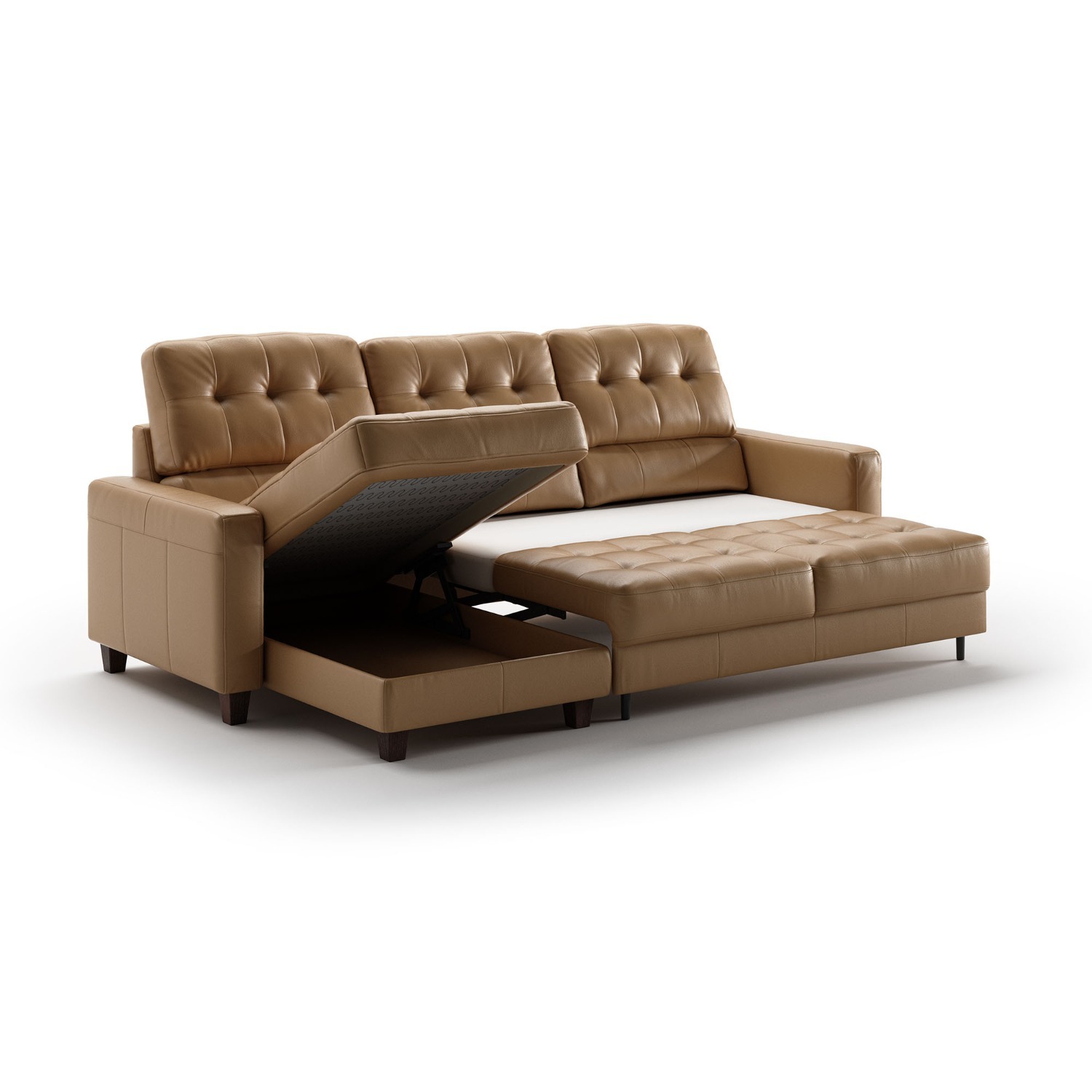 Light Brown Leather 2 Piece Sectional - image-2