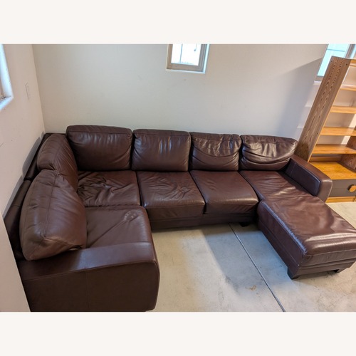 Used Custom Made 5 Piece Leather Sectional Couch for sale on AptDeco