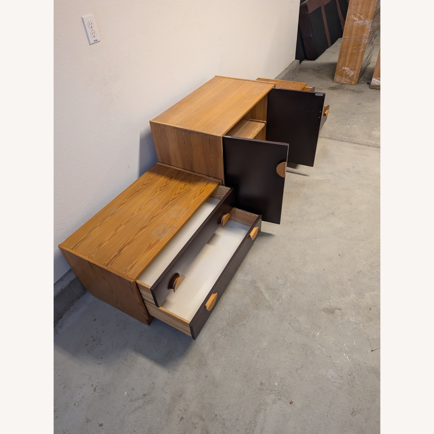 Vintage/Antique Light Brown Wood Bookcase - image-8