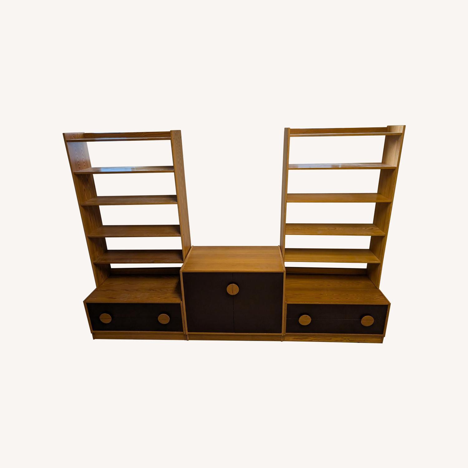 Vintage/Antique Light Brown Wood Bookcase - image-0