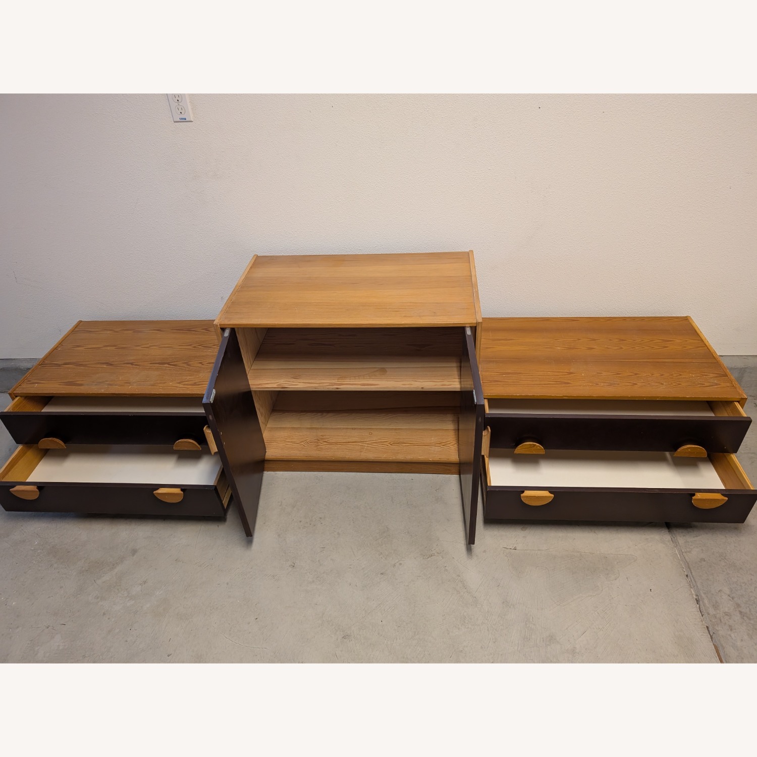 Vintage/Antique Light Brown Wood Bookcase - image-7