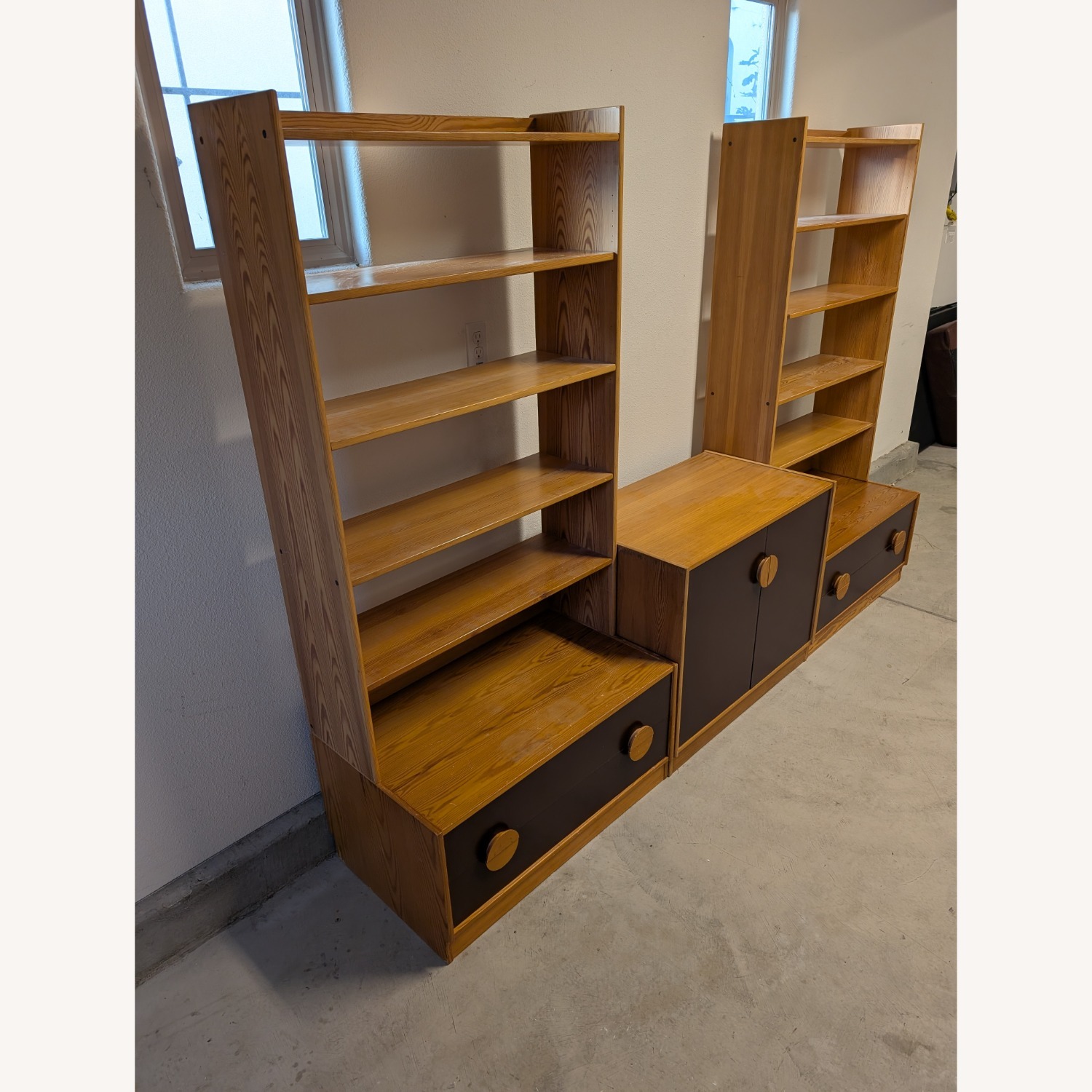 Vintage/Antique Light Brown Wood Bookcase - image-2