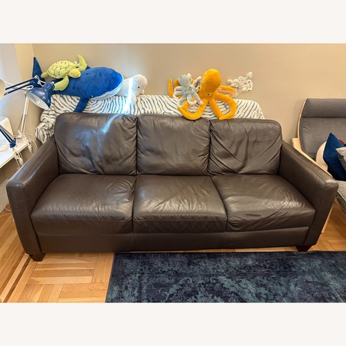 Used Dark Brown Leather 3 Seater Sofa for sale on AptDeco
