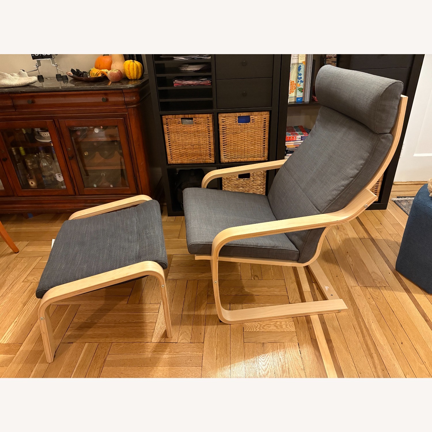 IKEA POÄNG Dark Gray with ottoman - image-1