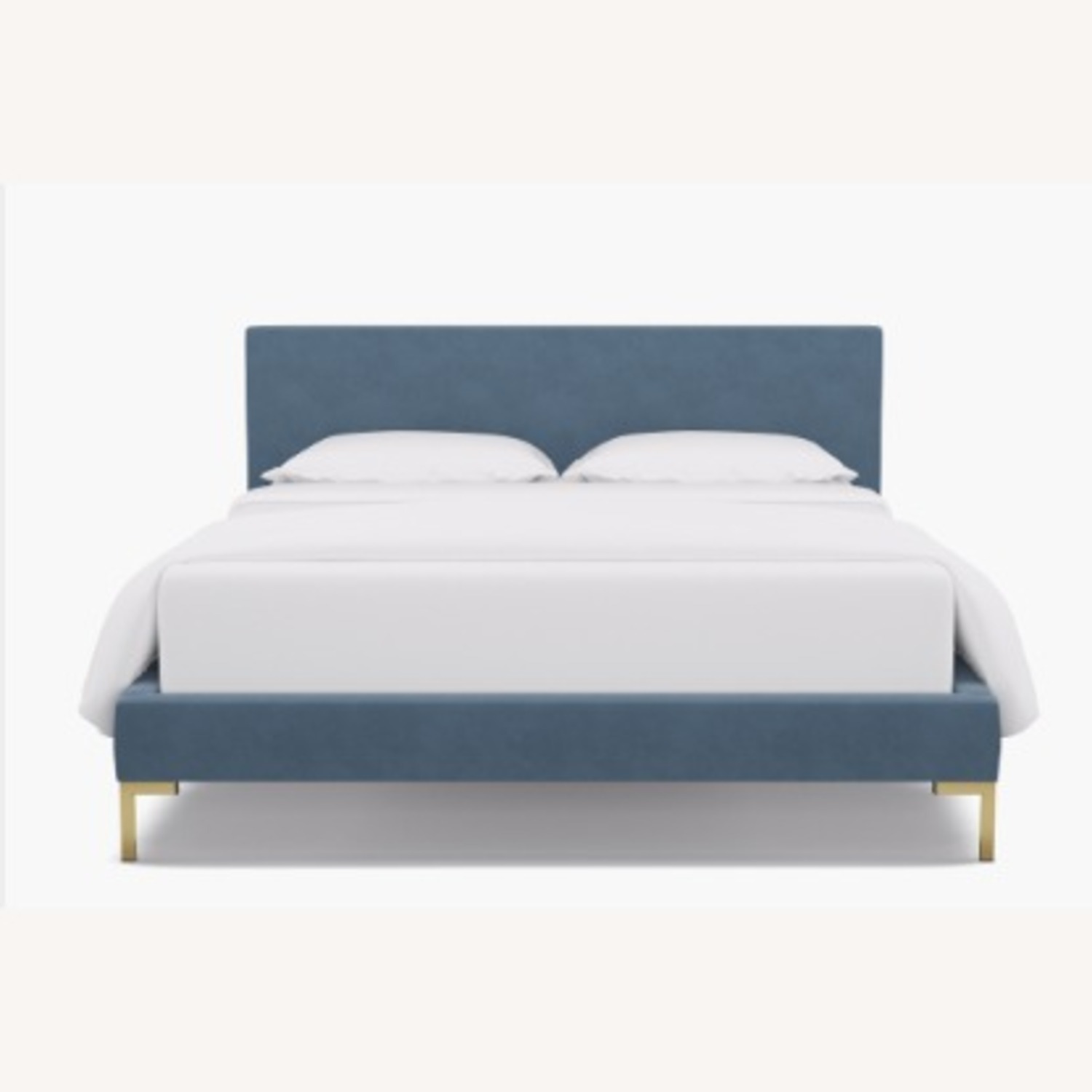 Custom Blue Velvet Queen Bed - image-1