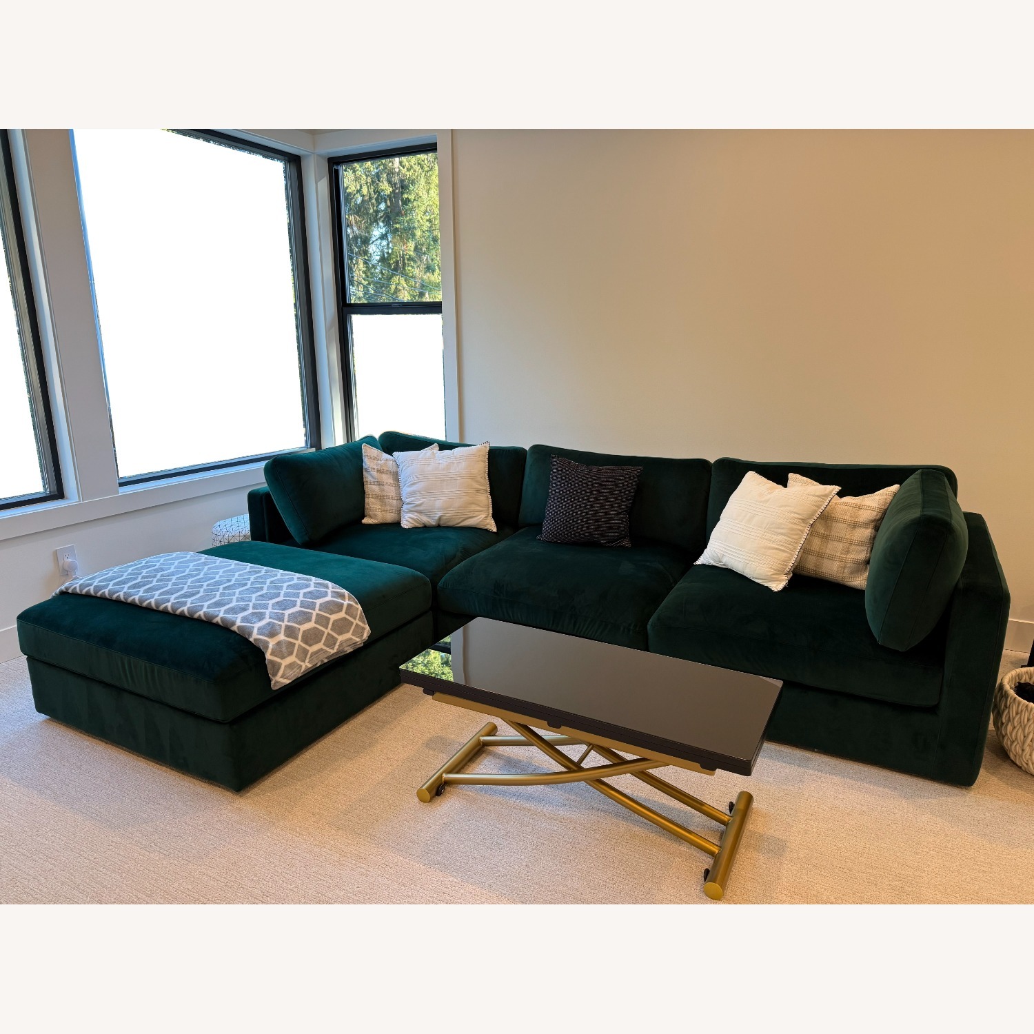 Interior Define Green Velvet 4 Piece Sectional - image-2