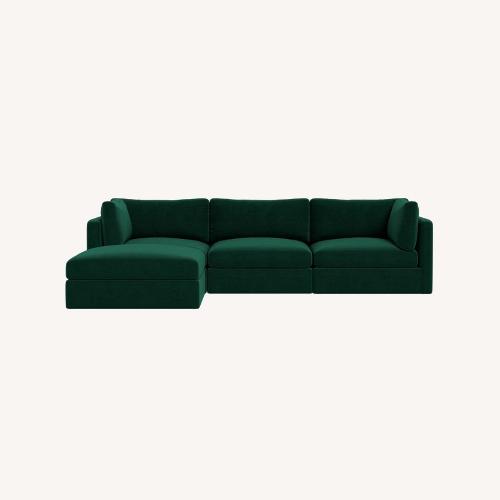 Used Interior Define Green Velvet 4 Piece Sectional for sale on AptDeco