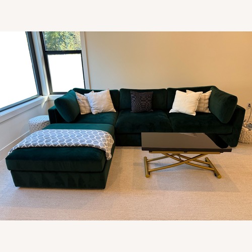 Used Interior Define Green Velvet 4 Piece Sectional for sale on AptDeco