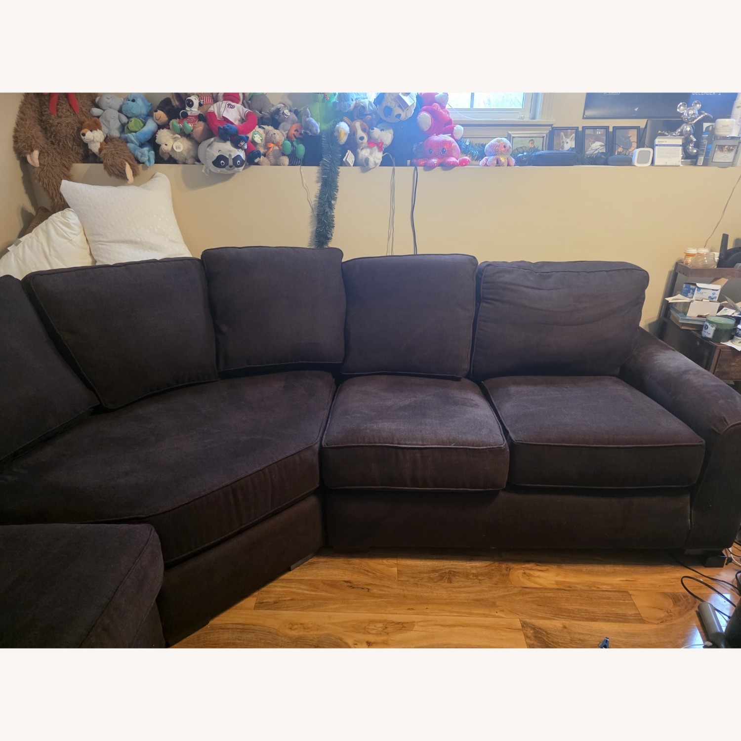 Dark Brown Fabric 5 Piece Sectional - image-3