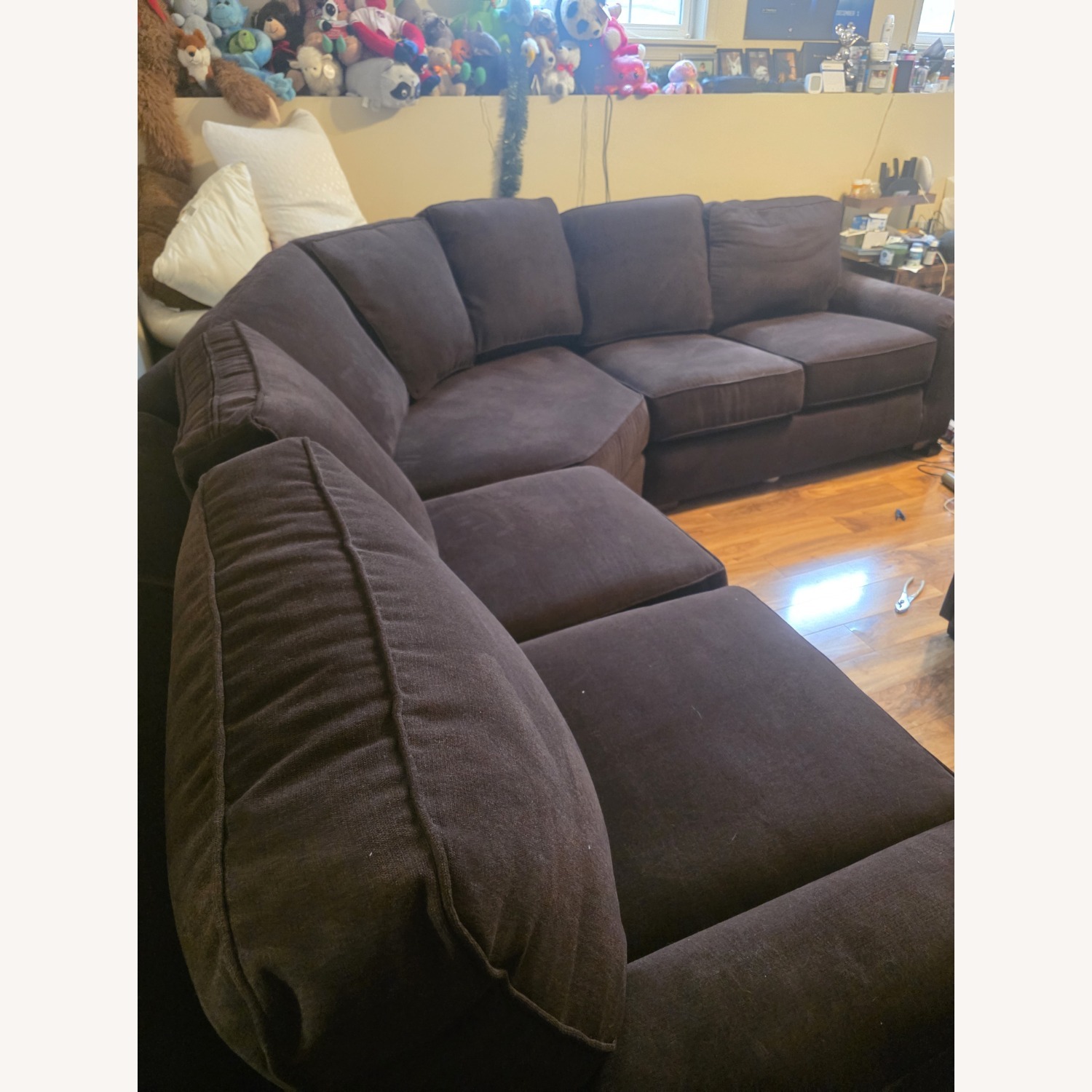 Dark Brown Fabric 5 Piece Sectional - image-2