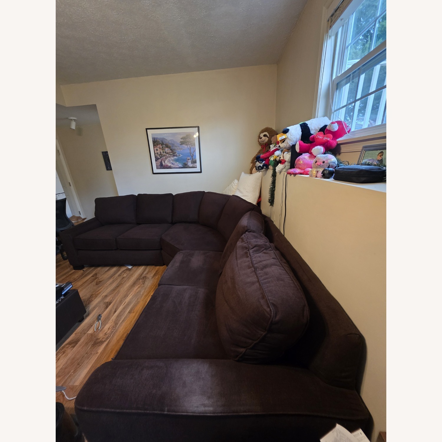 Dark Brown Fabric 5 Piece Sectional - image-1