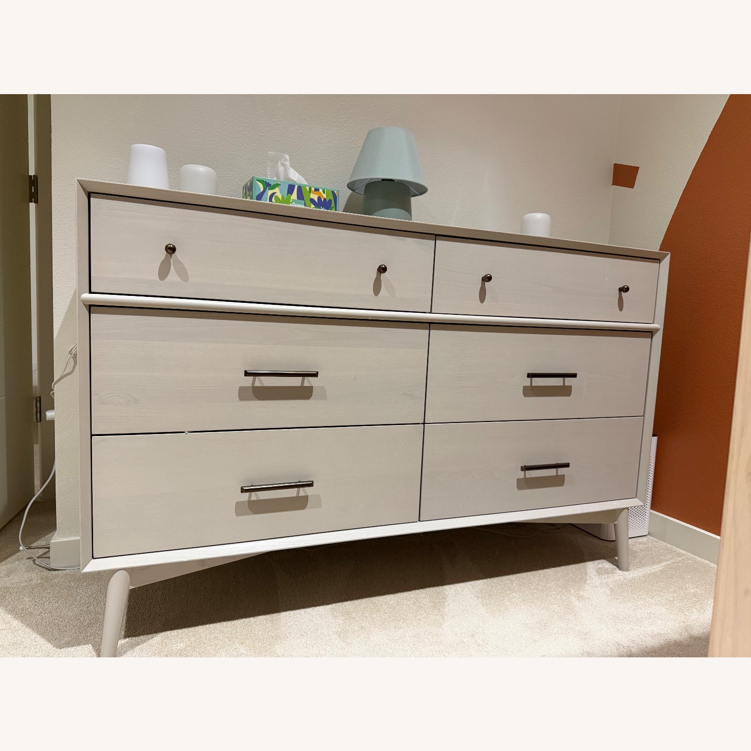 West Elm Mid Century Light Gray Wood Dresser - image-2