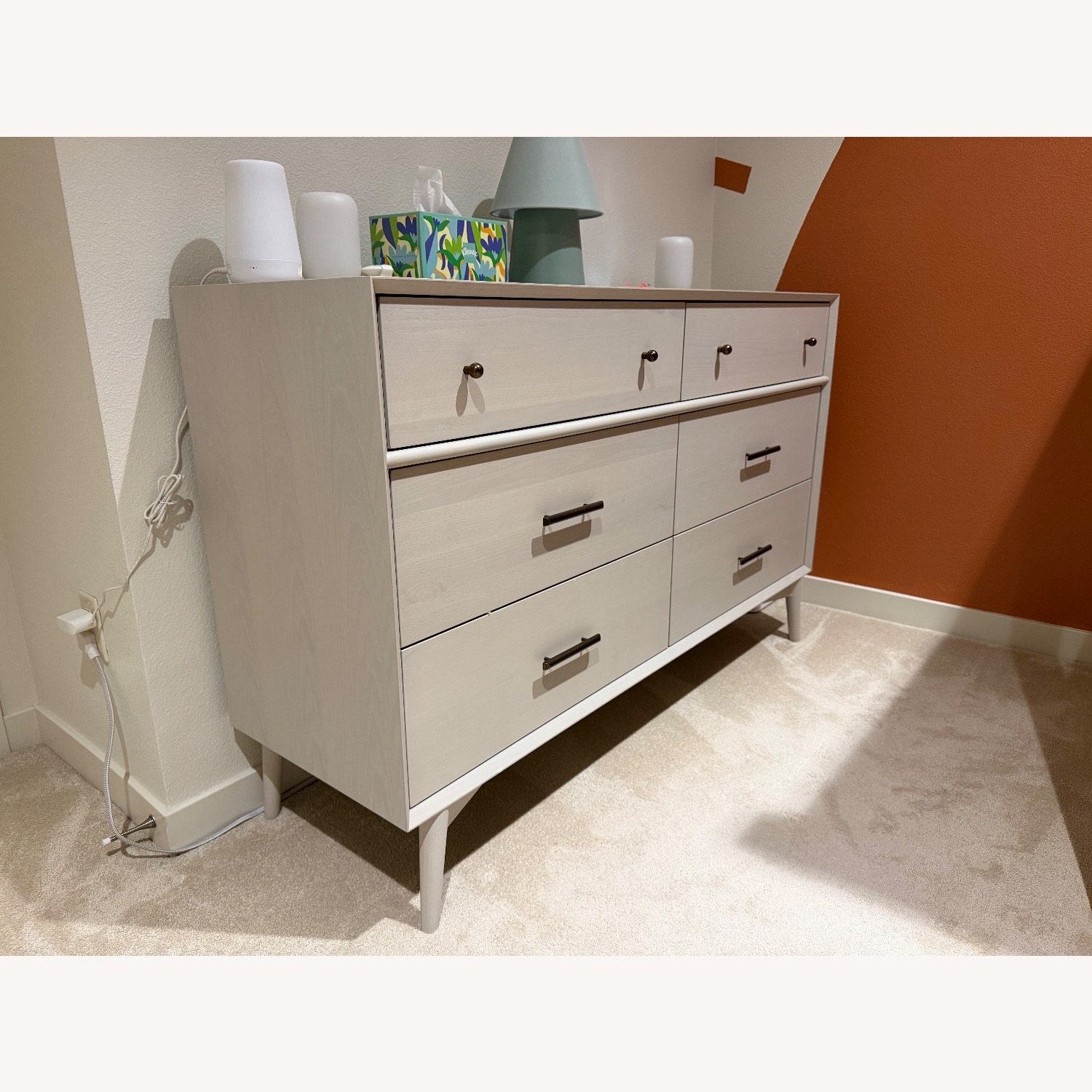 West Elm Mid Century Light Gray Wood Dresser - image-3