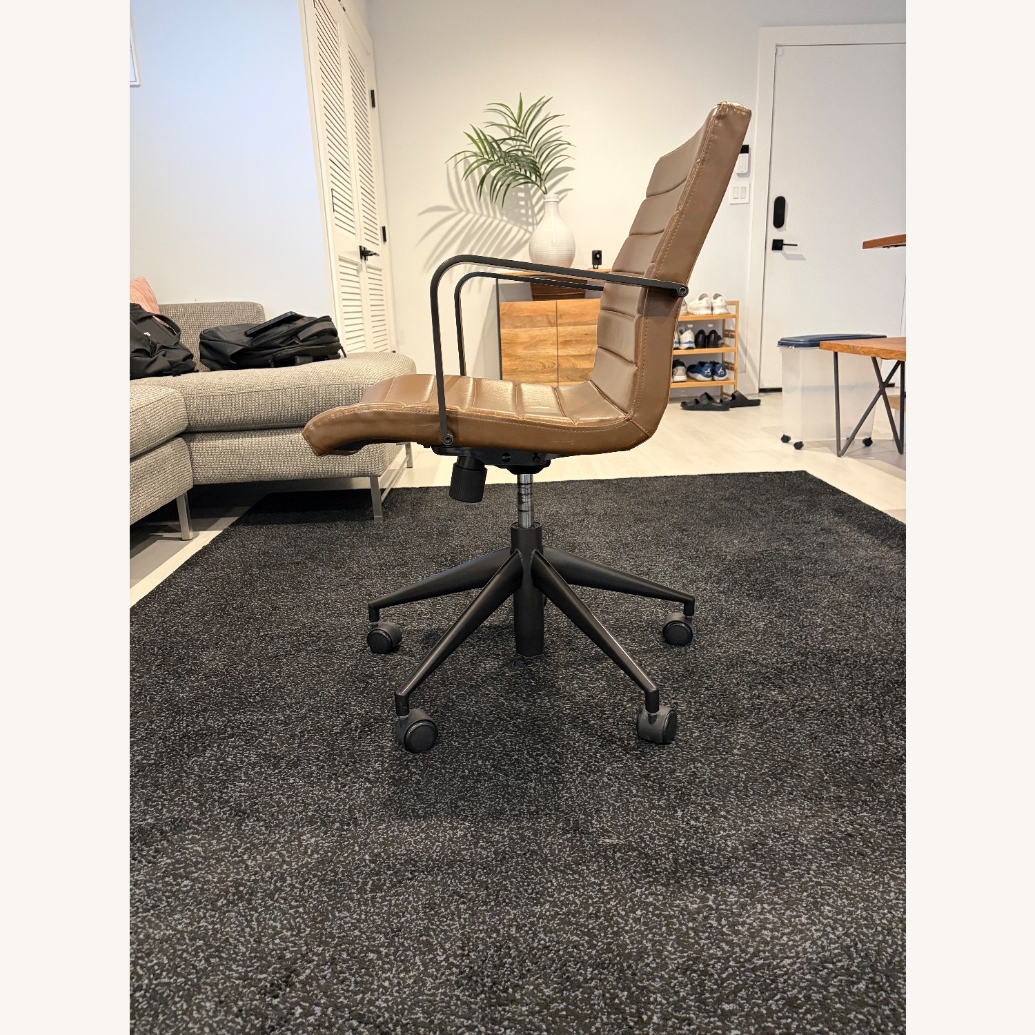 Crate & Barrel Graham Brown Leather Desk Chair - image-4