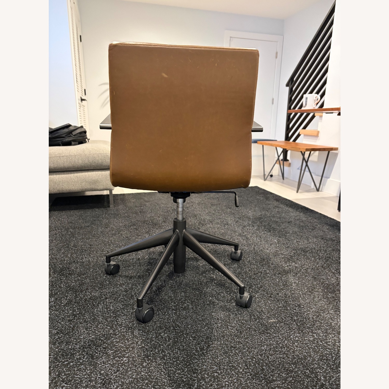 Crate & Barrel Graham Brown Leather Desk Chair - image-3