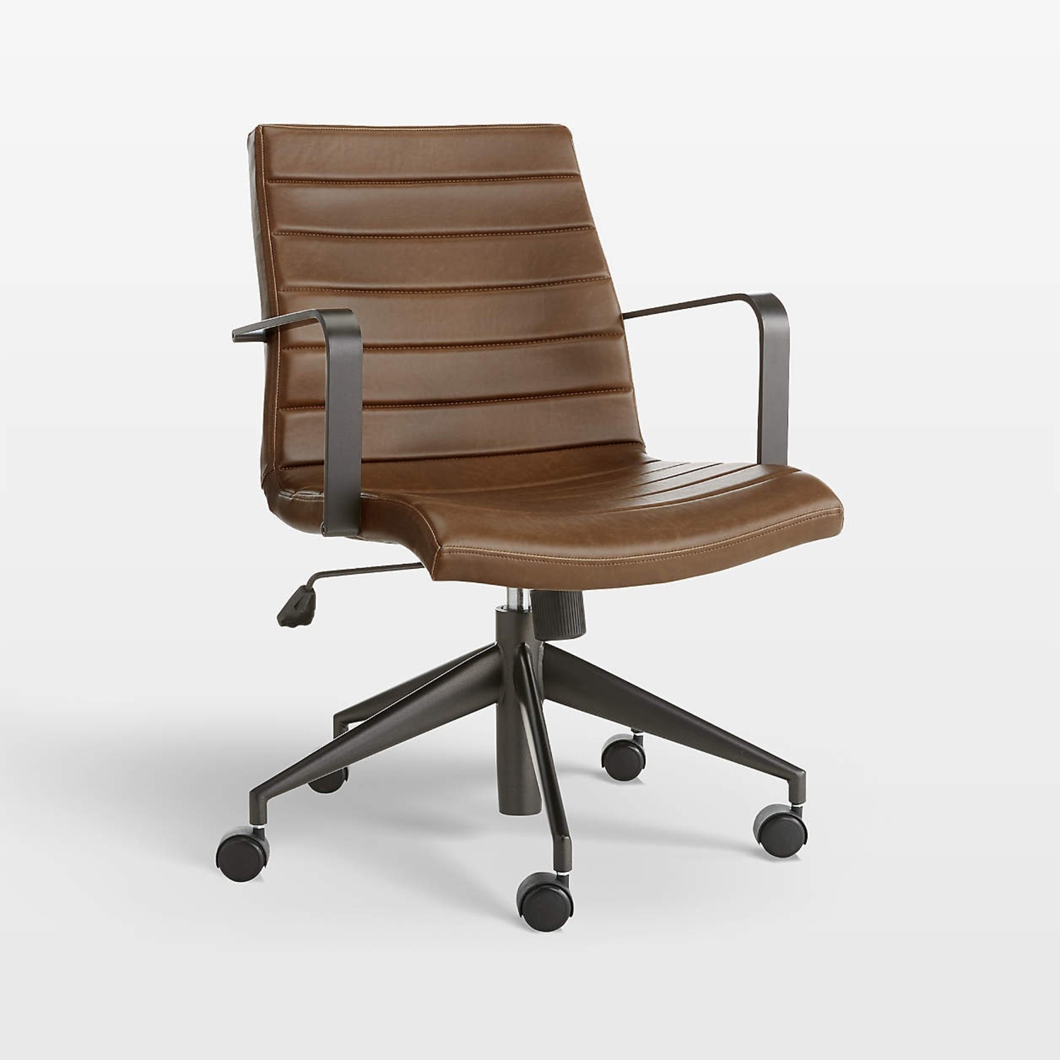 Crate & Barrel Graham Brown Leather Desk Chair - image-5