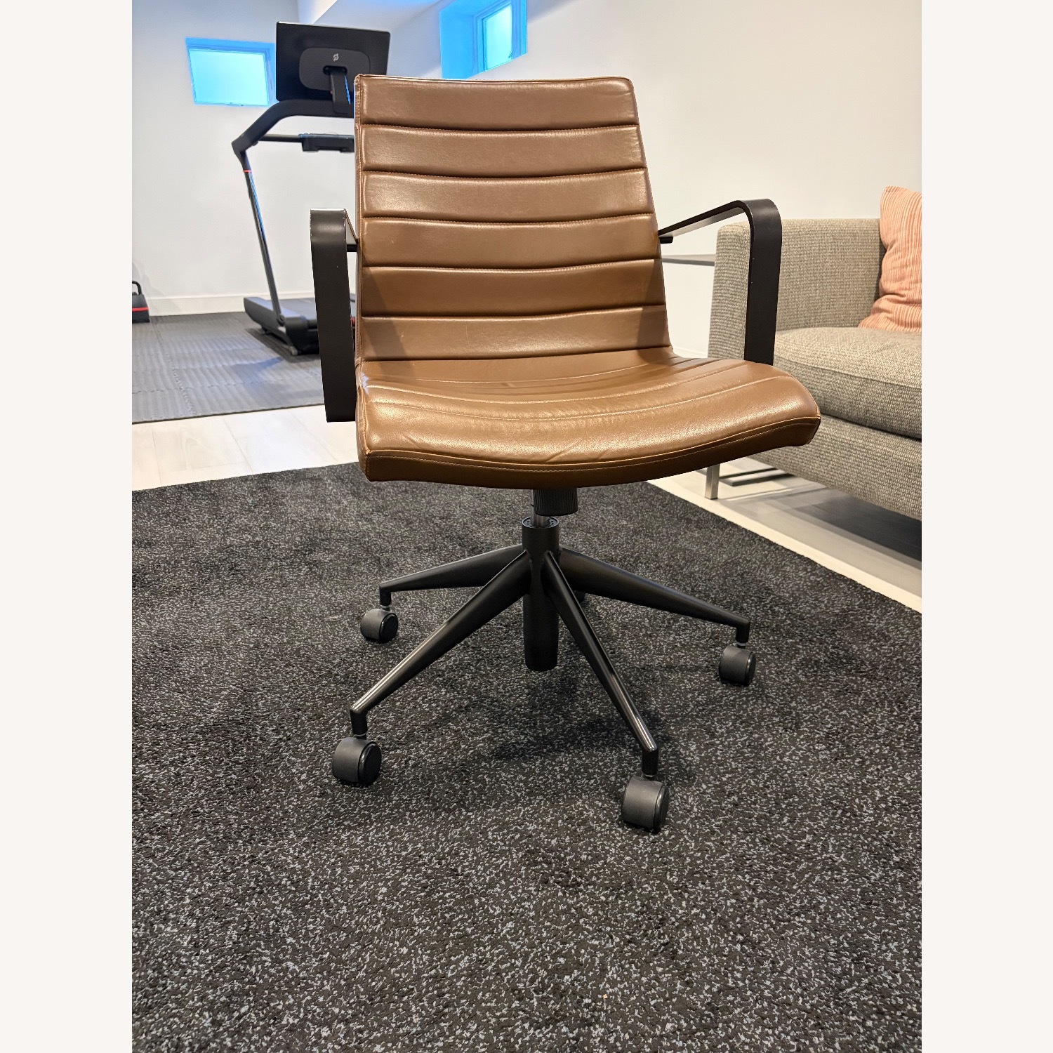 Crate & Barrel Graham Brown Leather Desk Chair - image-2