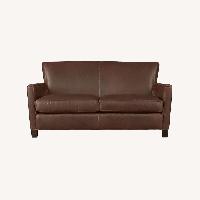 Crate & Barrel Dark Brown Leather Loveseat