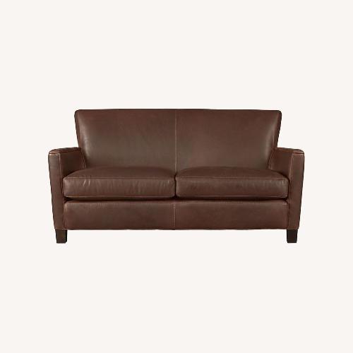Used Crate & Barrel Dark Brown Leather Loveseat for sale on AptDeco